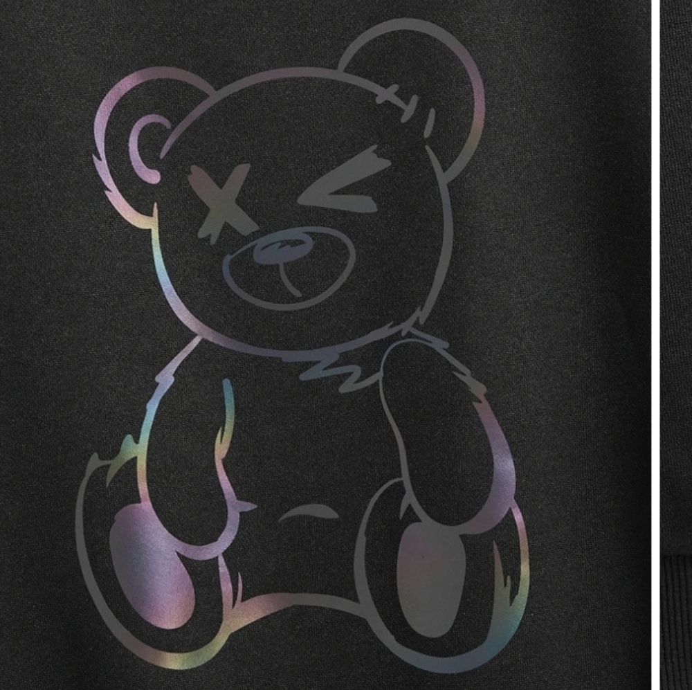 Reflective rainbow bear winking black sweatshirt sweater unisex multicolor - Picture 2 of 2